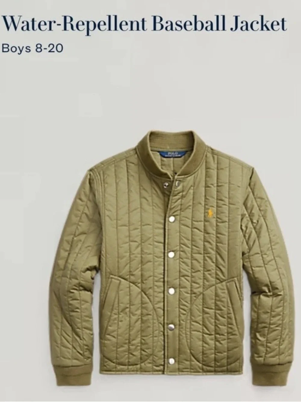 POLO Ralph Lauren Olive Green Water Repellent Baseball Jacket with Orange Pony 8